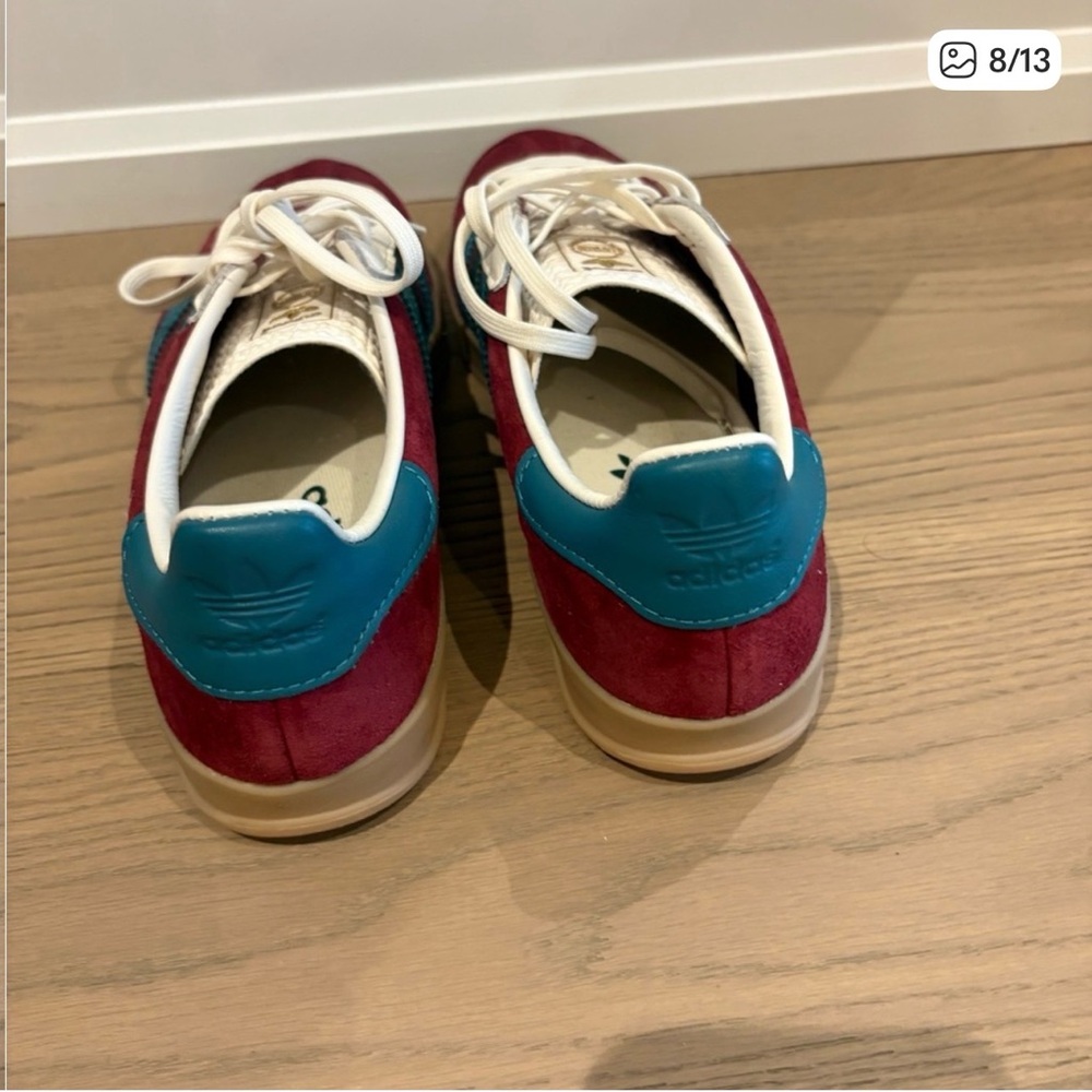 adidas Gazelle Retro Burgundy Suede Sneakers (EU 40.5, US M 7.5 and W8.5) - Picture 7 of 12